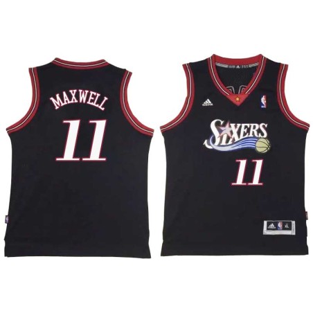 Black Throwback Vernon Maxwell Twill Basketball Jersey -76ers #11 Maxwell Twill Jerseys, FREE SHIPPING