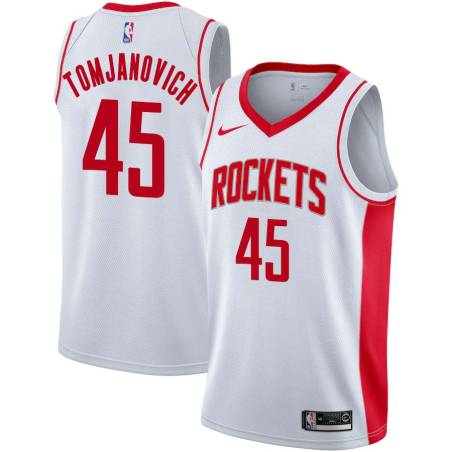 White Rudy Tomjanovich Twill Basketball Jersey -Rockets #45 Tomjanovich Twill Jerseys, FREE SHIPPING