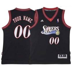 Black Throwback Customized Philadelphia 76ers Twill Basketball Jersey FREE SHIPPING