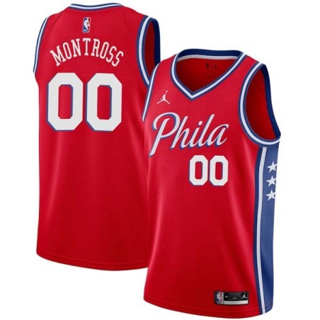 Red Eric Montross Twill Basketball Jersey -76ers #00 Montross Twill Jerseys, FREE SHIPPING