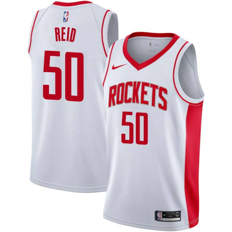 White Robert Reid Twill Basketball Jersey -Rockets #50 Reid Twill Jerseys, FREE SHIPPING