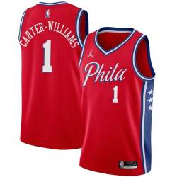 Red Michael Carter-Williams Twill Basketball Jersey -76ers #1 Carter-Williams Twill Jerseys, FREE SHIPPING