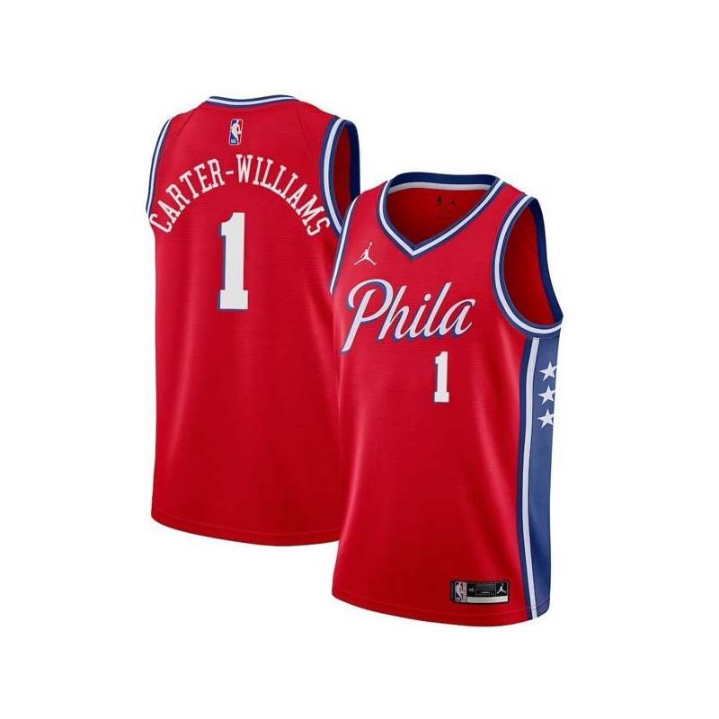 Red Michael Carter-Williams Twill Basketball Jersey -76ers #1 Carter-Williams Twill Jerseys, FREE SHIPPING