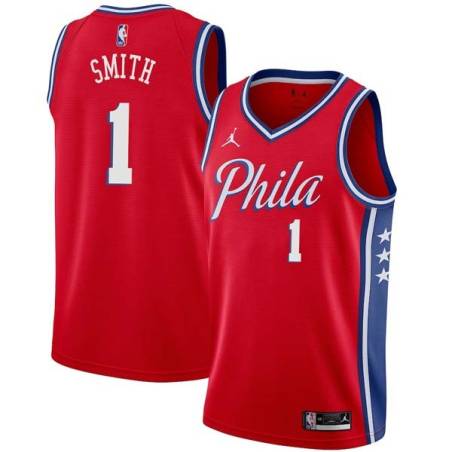Red Ish Smith Twill Basketball Jersey -76ers #1 Smith Twill Jerseys, FREE SHIPPING