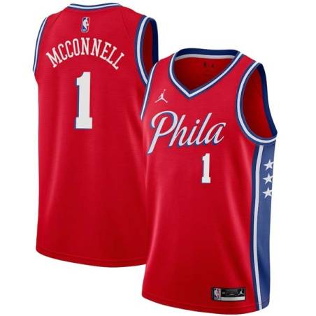 Red T.J. McConnell Twill Basketball Jersey -76ers #1 McConnell Twill Jerseys, FREE SHIPPING