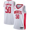 White Ralph Sampson Twill Basketball Jersey -Rockets #50 Sampson Twill Jerseys, FREE SHIPPING