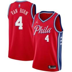 Red Keith Van Horn Twill Basketball Jersey -76ers #4 Van Horn Twill Jerseys, FREE SHIPPING