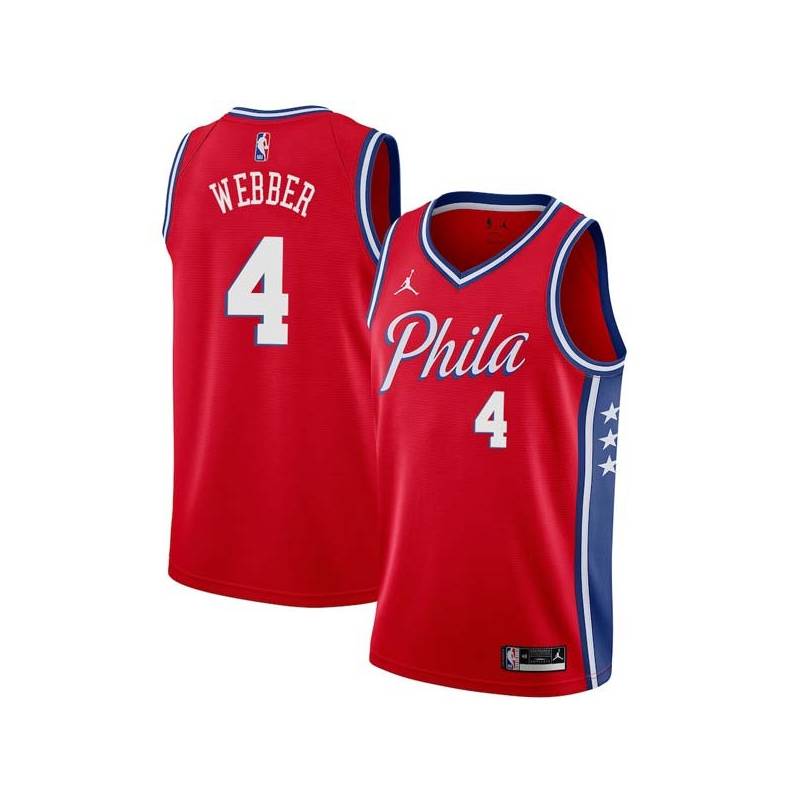 Red Chris Webber Twill Basketball Jersey -76ers #4 Webber Twill Jerseys, FREE SHIPPING