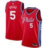 Red Kedrick Brown Twill Basketball Jersey -76ers #5 Brown Twill Jerseys, FREE SHIPPING