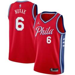 Red Mike Novak Twill Basketball Jersey -76ers #6 Novak Twill Jerseys, FREE SHIPPING