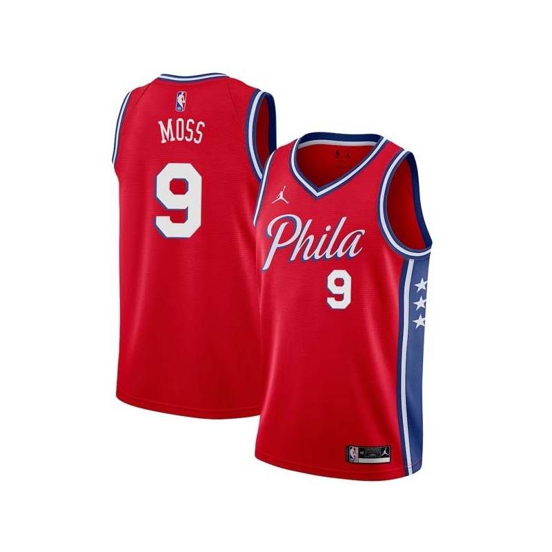 Red Perry Moss Twill Basketball Jersey -76ers #9 Moss Twill Jerseys, FREE SHIPPING