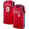 Red James Anderson Twill Basketball Jersey -76ers #9 Anderson Twill Jerseys, FREE SHIPPING