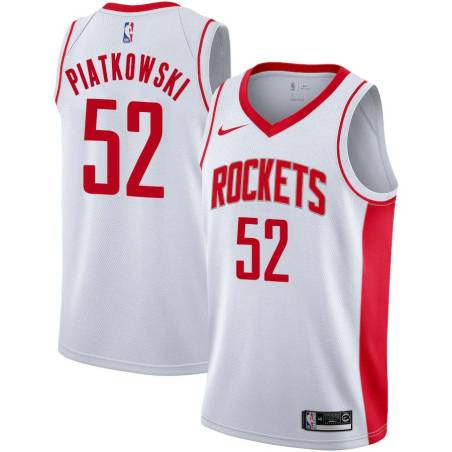 White Eric Piatkowski Twill Basketball Jersey -Rockets #52 Piatkowski Twill Jerseys, FREE SHIPPING