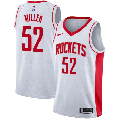 White Brad Miller Twill Basketball Jersey -Rockets #52 Miller Twill Jerseys, FREE SHIPPING