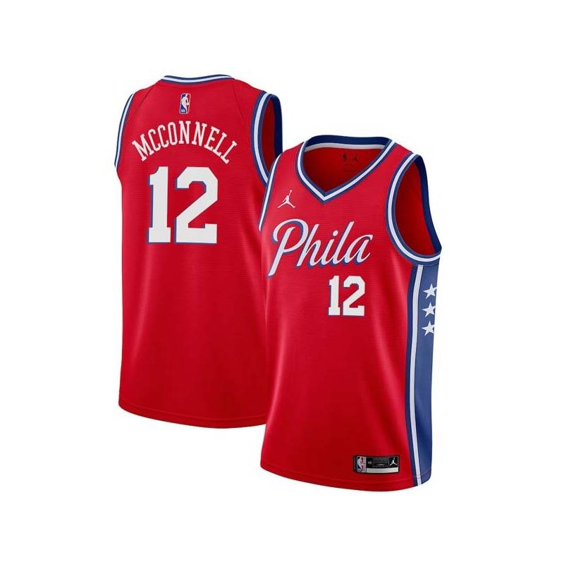 Red T.J. McConnell Twill Basketball Jersey -76ers #12 McConnell Twill Jerseys, FREE SHIPPING