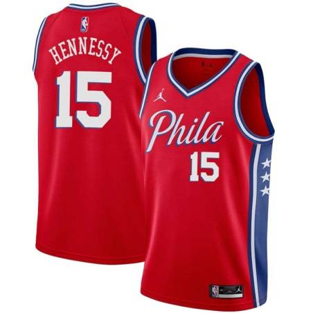 Red Larry Hennessy Twill Basketball Jersey -76ers #15 Hennessy Twill Jerseys, FREE SHIPPING