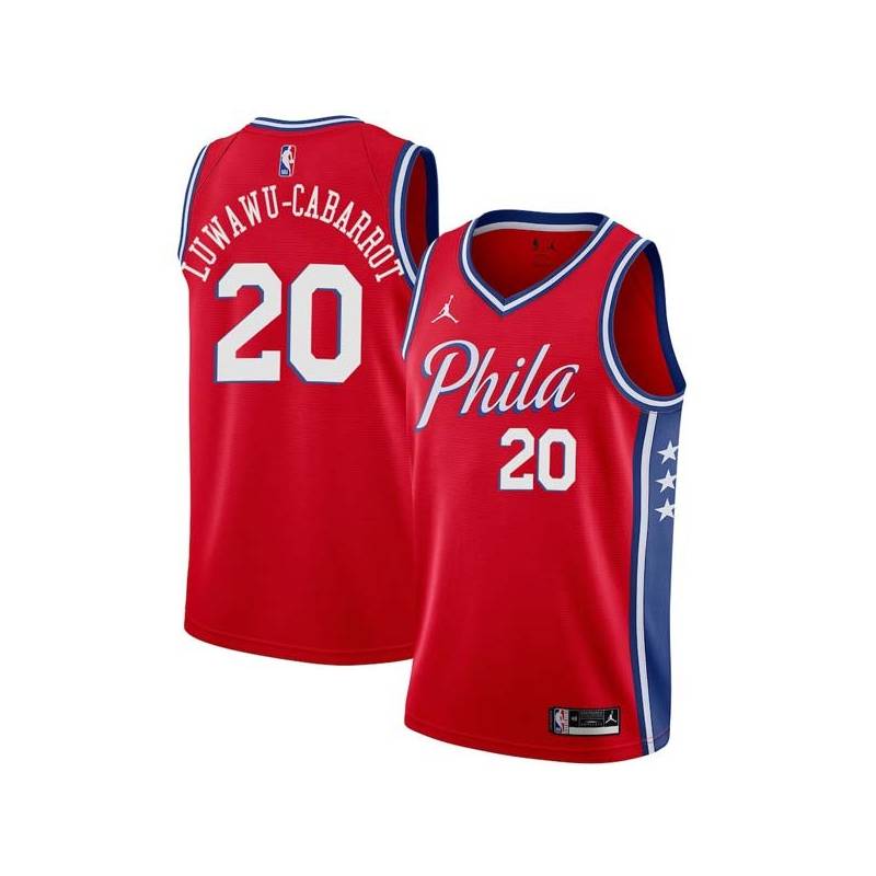 Red Timothe Luwawu-Cabarrot Twill Basketball Jersey -76ers #20 Luwawu-Cabarrot Twill Jerseys, FREE SHIPPING