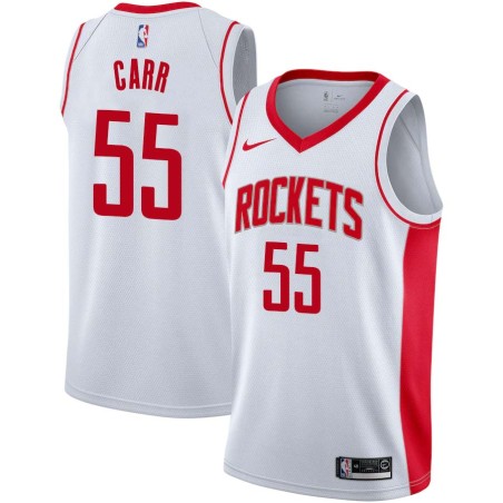 White Antoine Carr Twill Basketball Jersey -Rockets #55 Carr Twill Jerseys, FREE SHIPPING