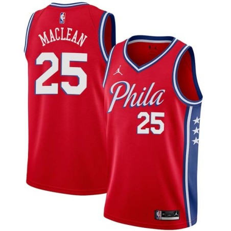 Red Don MacLean Twill Basketball Jersey -76ers #25 MacLean Twill Jerseys, FREE SHIPPING