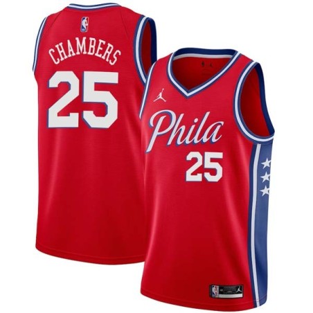 Red Tom Chambers Twill Basketball Jersey -76ers #25 Chambers Twill Jerseys, FREE SHIPPING