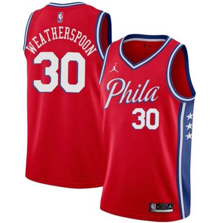 Red Clarence Weatherspoon Twill Basketball Jersey -76ers #30 Weatherspoon Twill Jerseys, FREE SHIPPING