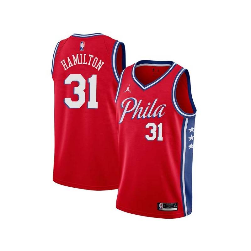 Red Zendon Hamilton Twill Basketball Jersey -76ers #31 Hamilton Twill Jerseys, FREE SHIPPING