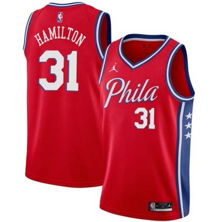 Red Zendon Hamilton Twill Basketball Jersey -76ers #31 Hamilton Twill Jerseys, FREE SHIPPING