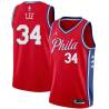 Red Clyde Lee Twill Basketball Jersey -76ers #34 Lee Twill Jerseys, FREE SHIPPING