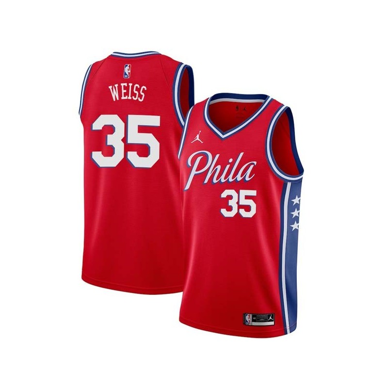 Red Bob Weiss Twill Basketball Jersey -76ers #35 Weiss Twill Jerseys, FREE SHIPPING