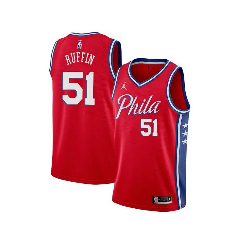 Red Michael Ruffin Twill Basketball Jersey -76ers #51 Ruffin Twill Jerseys, FREE SHIPPING