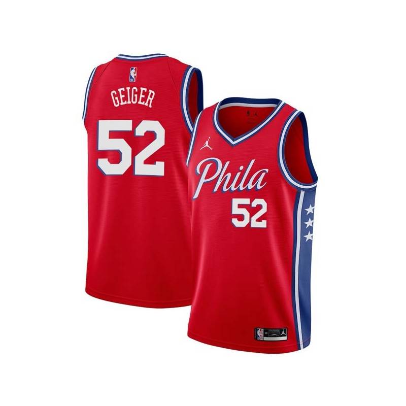 Red Matt Geiger Twill Basketball Jersey -76ers #52 Geiger Twill Jerseys, FREE SHIPPING