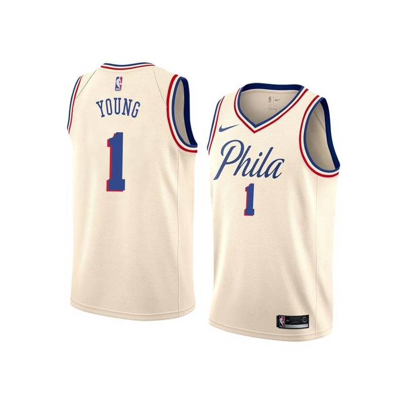 2017-18City Nick Young Twill Basketball Jersey -76ers #1 Young Twill Jerseys, FREE SHIPPING