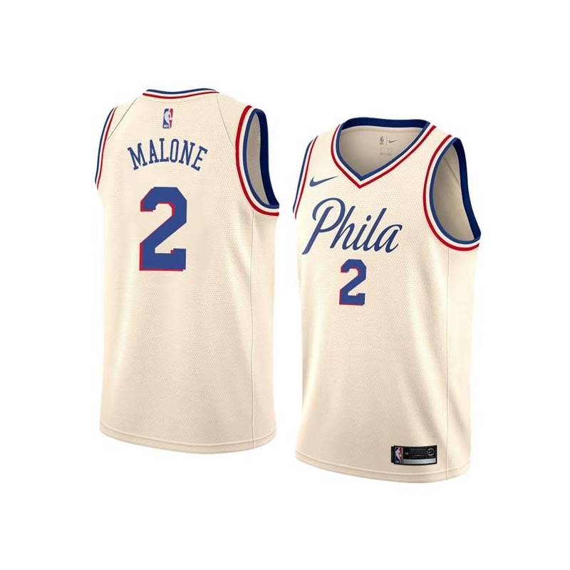 2017-18City Moses Malone Twill Basketball Jersey -76ers #2 Malone Twill Jerseys, FREE SHIPPING