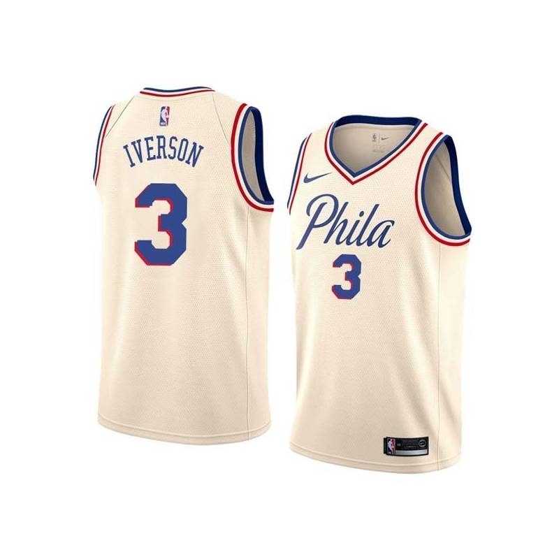 2017-18City Allen Iverson Twill Basketball Jersey -76ers #3 Iverson Twill Jerseys, FREE SHIPPING