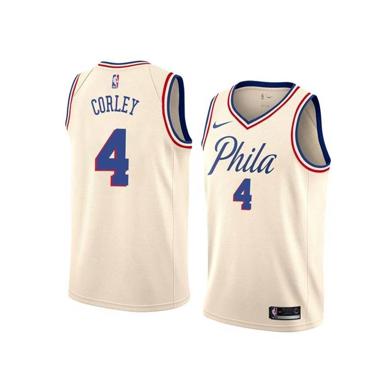 2017-18City Ray Corley Twill Basketball Jersey -76ers #4 Corley Twill Jerseys, FREE SHIPPING