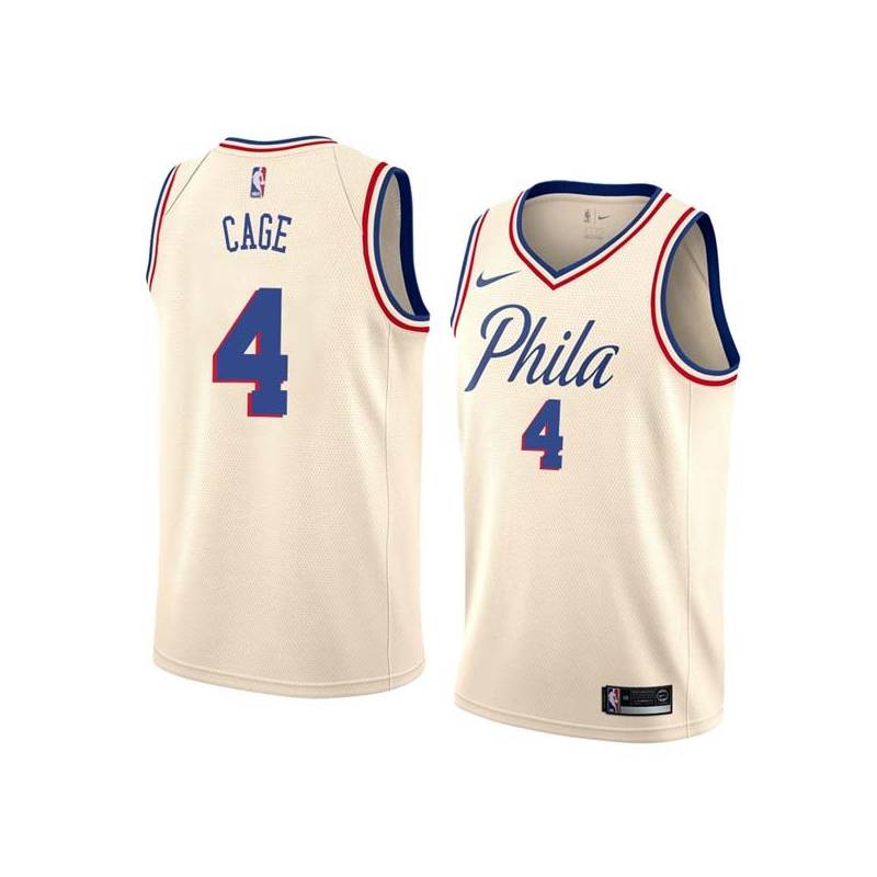 2017-18City Michael Cage Twill Basketball Jersey -76ers #4 Cage Twill Jerseys, FREE SHIPPING