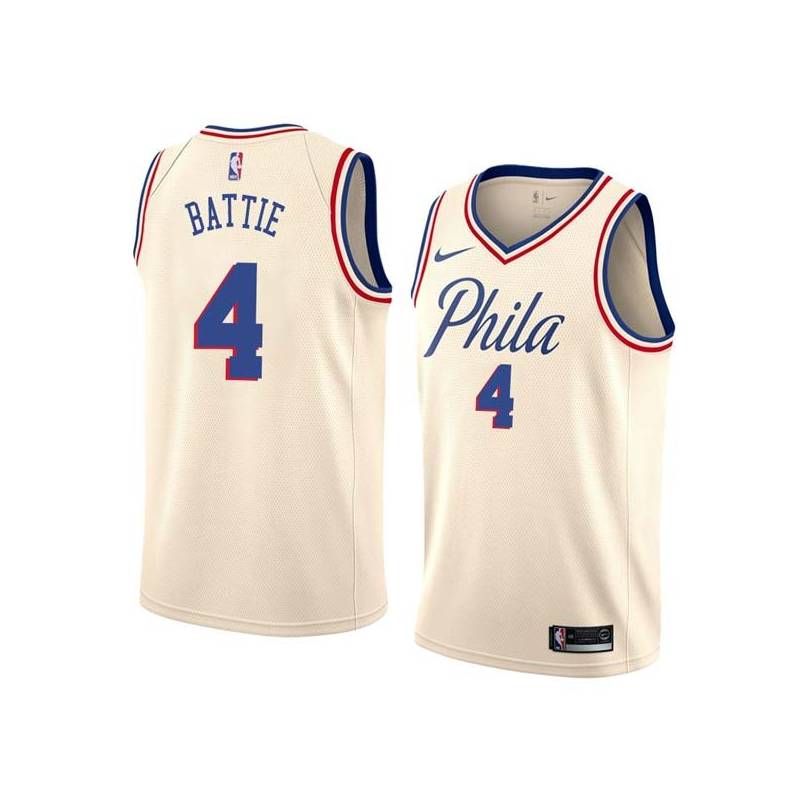 2017-18City Tony Battie Twill Basketball Jersey -76ers #4 Battie Twill Jerseys, FREE SHIPPING