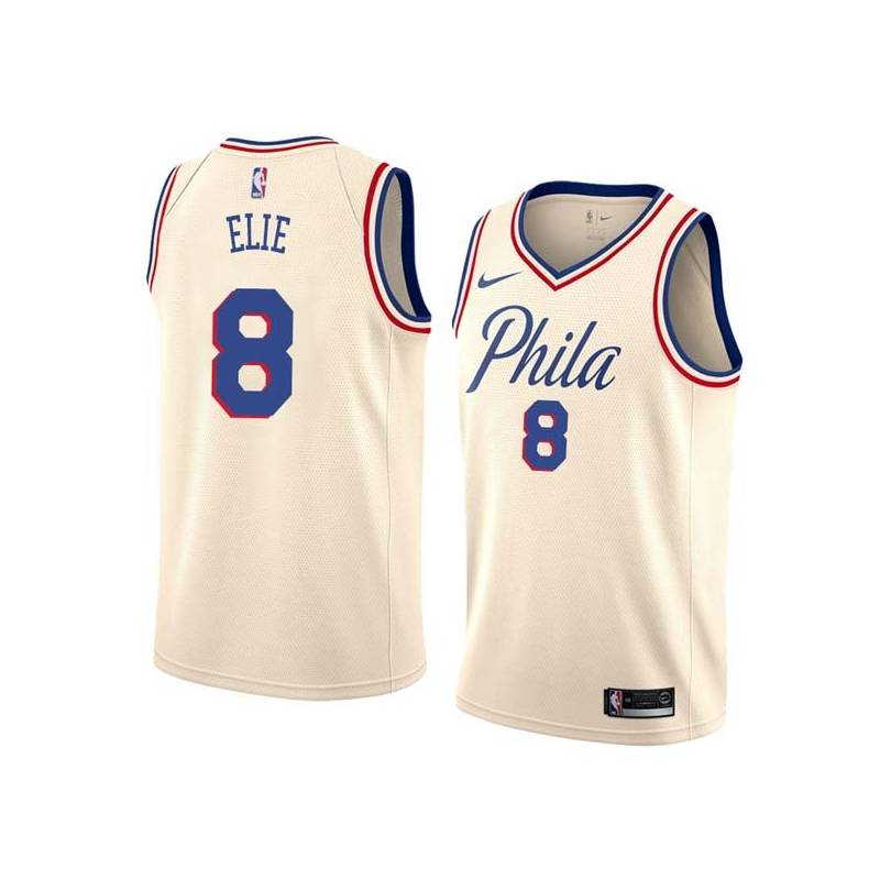 2017-18City Mario Elie Twill Basketball Jersey -76ers #8 Elie Twill Jerseys, FREE SHIPPING