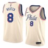 2017-18City Tony Wroten Twill Basketball Jersey -76ers #8 Wroten Twill Jerseys, FREE SHIPPING