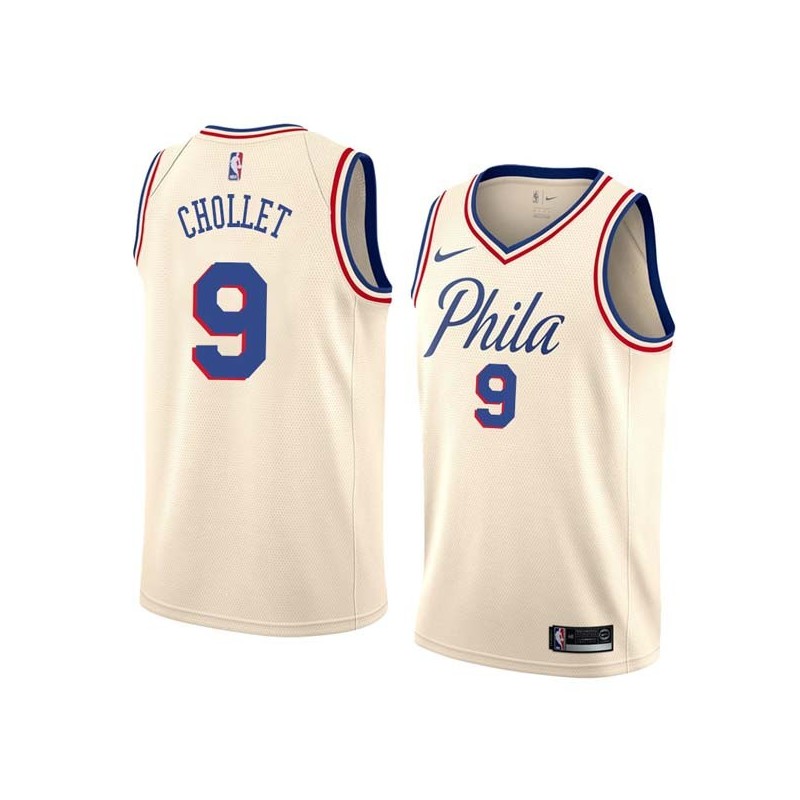 2017-18City Leroy Chollet Twill Basketball Jersey -76ers #9 Chollet Twill Jerseys, FREE SHIPPING