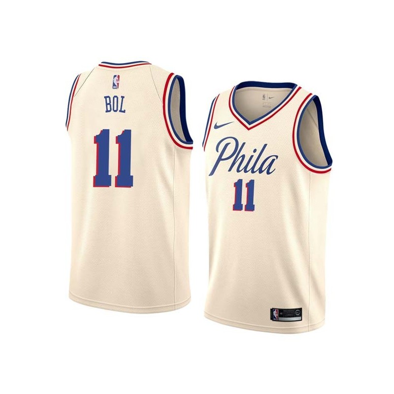 2017-18City Manute Bol Twill Basketball Jersey -76ers #11 Bol Twill Jerseys, FREE SHIPPING