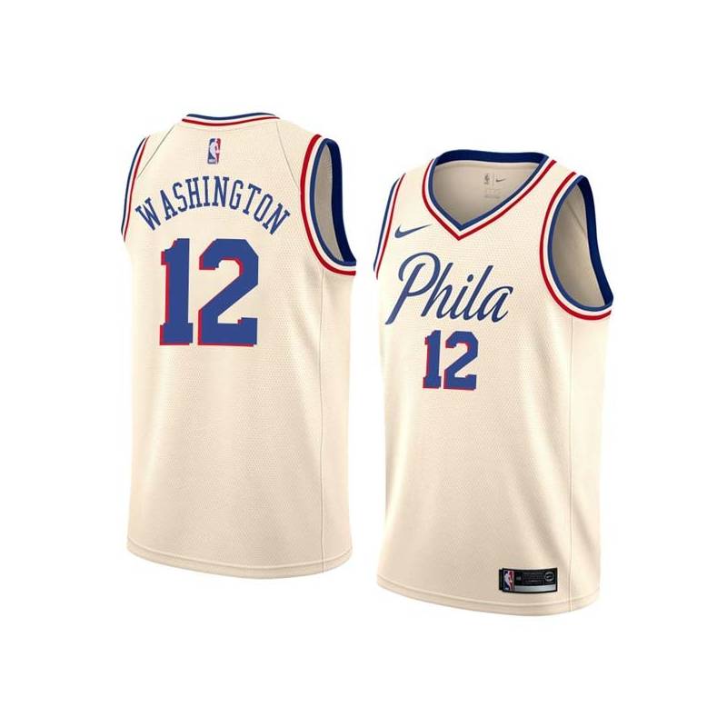 2017-18City Jim Washington Twill Basketball Jersey -76ers #12 Washington Twill Jerseys, FREE SHIPPING