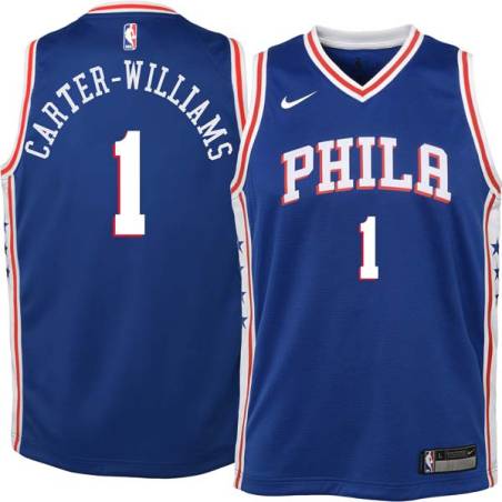 Blue Michael Carter-Williams Twill Basketball Jersey -76ers #1 Carter-Williams Twill Jerseys, FREE SHIPPING