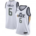 White Jamaal Tinsley Twill Basketball Jersey -Jazz #6 Tinsley Twill Jerseys, FREE SHIPPING