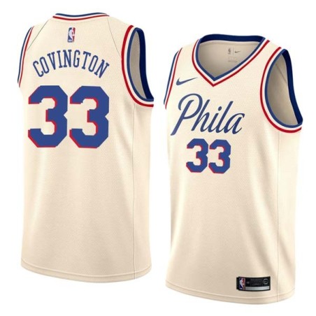 2017-18City Robert Covington Twill Basketball Jersey -76ers #33 Covington Twill Jerseys, FREE SHIPPING