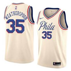 2017-18City Clarence Weatherspoon Twill Basketball Jersey -76ers #35 Weatherspoon Twill Jerseys, FREE SHIPPING