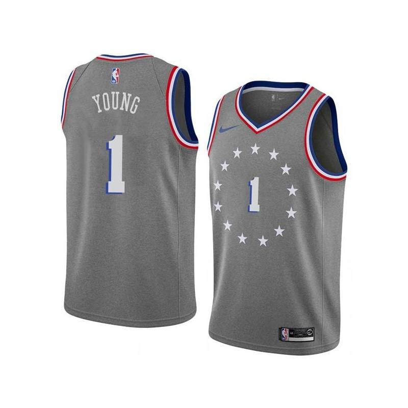 2018-19City Nick Young Twill Basketball Jersey -76ers #1 Young Twill Jerseys, FREE SHIPPING