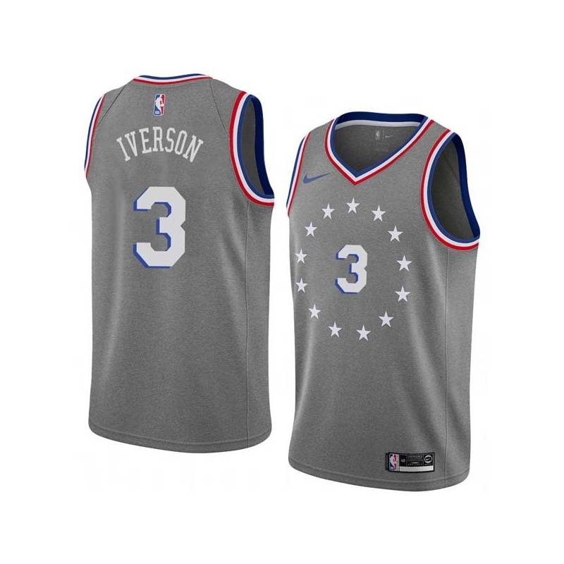 2018-19City Allen Iverson Twill Basketball Jersey -76ers #3 Iverson Twill Jerseys, FREE SHIPPING