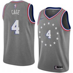 2018-19City Michael Cage Twill Basketball Jersey -76ers #4 Cage Twill Jerseys, FREE SHIPPING