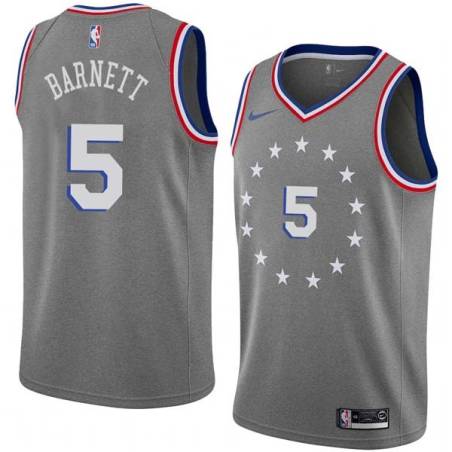 2018-19City Dick Barnett Twill Basketball Jersey -76ers #5 Barnett Twill Jerseys, FREE SHIPPING